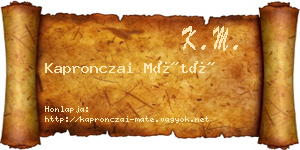 Kapronczai Máté névjegykártya