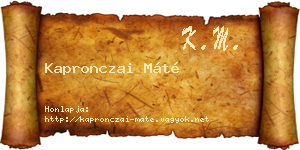 Kapronczai Máté névjegykártya