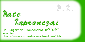 mate kapronczai business card